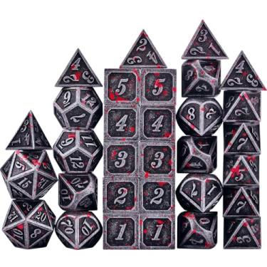Imagem de Amiven Extended Metal Dice RPG Set - 31 Piece DND Polyhedral Dice for Dungeons and Dragons 5e Tabletop Role Playing Adventure Games (Iron Red)