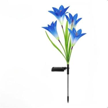 Imagem de Luminaria Solar Externa, Enfeite de Natal para Jardim Externo Rgb Led Prova D'áGua Ambiente Externo Diversos Modelos(Flor de Lírio Azul,1 pç)