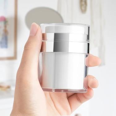 Imagem de Frasco de creme transparente com bomba de vácuo, recipiente de viagem, frascos de maquiagem recarregáveis, loção à prova de vazamento e frasco de creme, Transparente., 50G, Casual