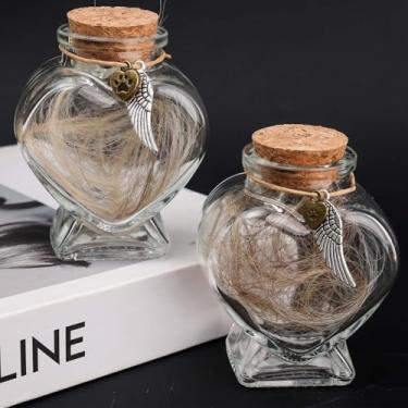 Imagem de 1 garrafa de vidro memorial de cabelo de animal de estimação com rolha de cortiça bronze antigo claro urna de pelo de gato animal de estimação urna garrafas de coração, 8 x 6 cm (meu cão)