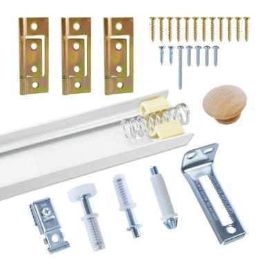Imagem de Hardware de porta dupla LANMIERT com trilho de 36 cm para porta de 90 