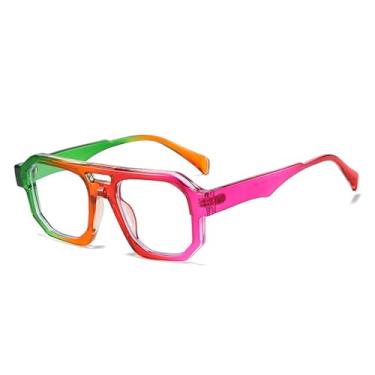 Imagem de Óculos de Sol Femininos com Ponte Dupla e Lentes Degradê Transparentes, Estilo Punk Masculino, Proteção UV400, Ideais para Esportes ao Ar Livre, Corrida e Ciclismo. Cores vibrantes e transparentes.