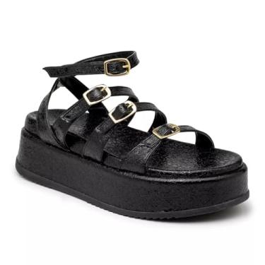 Imagem de 5302FP-Sandália Papete Flatform Floter coresTiras Fivelas (Preto, BR, Adulto, Numérico, 35)