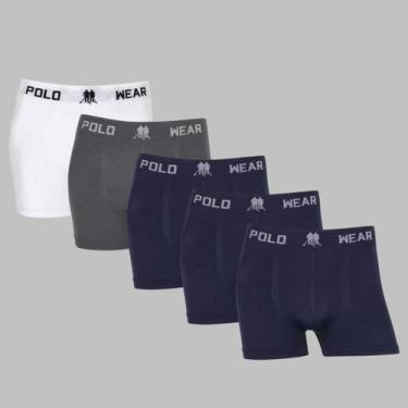 Imagem de Kit 5 Cuecas Boxer Polo Wear Masculino Original Premium Lisa, 1branco,
