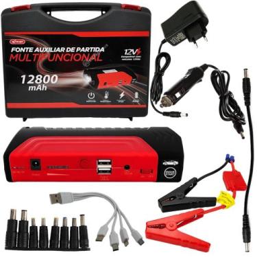 Imagem de Auxiliar De Partida 12800mah Portátil Veicular Emergência Cabo Chupeta