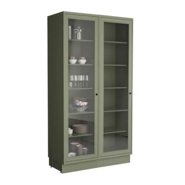 Imagem de Cristaleira de Vidro Herval Viana, 2 Portas, Verde Hill