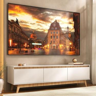 Imagem de Rack para Tv até 80 Polegadas 180cm 3 Portas Retrô Multimóveis Mp1103 Branco/madeirado