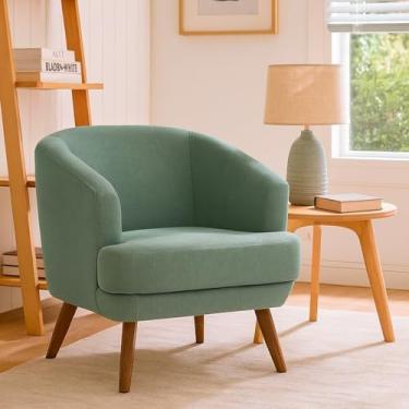 Imagem de Poltrona Dekorien Tamara Linho Verde Sálvia Decoração Alto Acabamento