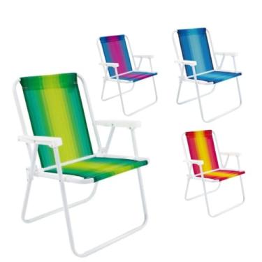 Imagem de Kit de 4 cadeiras de praia em aço ou alumínio ultra resistentes até 110 kg(Alumínio Mor - Kit 4)