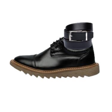 Imagem de Verona Sapato Social Oxford Masculino em Couro, Marrom e Preto, Estilo Brogue com Cinto Tratorado, Design Confortável (Preto Ambar, BR, Adulto, Numérico, 39)