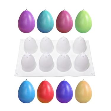 Imagem de Liiaiyter 8 moldes de silicone para ovos - molde de fondant em forma de ovo de Páscoa para chocolate, doces, sorvete, bolo de mousse, sabonete, resina, barra de loção, cubo de gelo