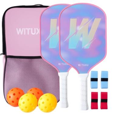 Imagem de Pickleball Paddles Set of 2 - Carbon Fiber Lightweight Rackets with Textured Face, 4 Outdoor Balls & Sweatbands for Spin Control, Indoor/Outdoor Play,Women Beginner's Racket (2)