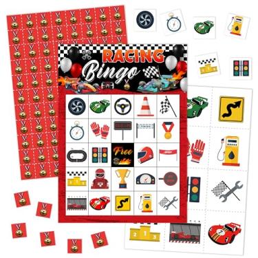 Imagem de Cartões de jogos de bingo de carro de corrida para adultos, cartas de bingo de corrida para festa de aniversário, suprimentos de lembrancinhas de decoração de festa temáticos de carros, jogos de