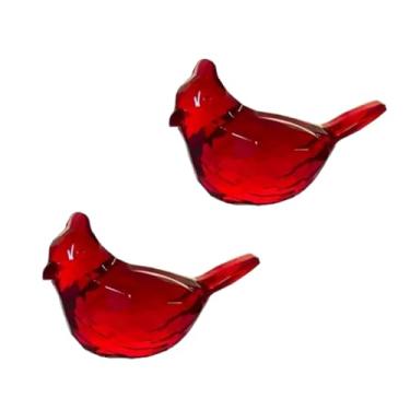 Imagem de Calsgkspray 2Pcs Hand-Painted Cardinal Bird Statue - Red Acrylic Tabletop Decor Base for Living Room, Bookshelf and Modern Farmhouse Displays
