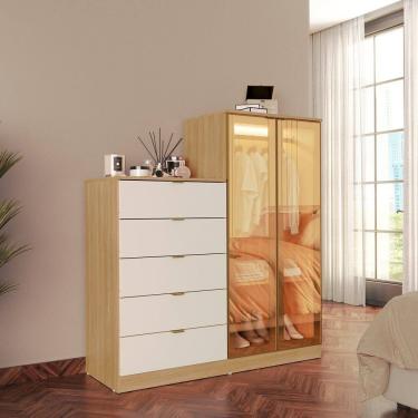 Imagem de Cômoda 5 Gavetas e Duas Portas Reflecta Bella Âmbar/Off White