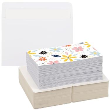 Imagem de Conjunto a granel de papelão dobrável rígido, para chá de bebê, convites de casamento, pintura para cartão, cumprimentos, faça você mesmo, envelopes de Natal em aquarela e cartões em branco, 100 peças