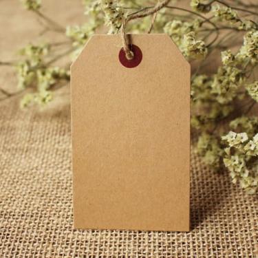 Imagem de Etiquetas de etiquetas de papel Kraft em branco com barbante DIY – etiquetas de pendurar de 5,8 x 9,8 cm
