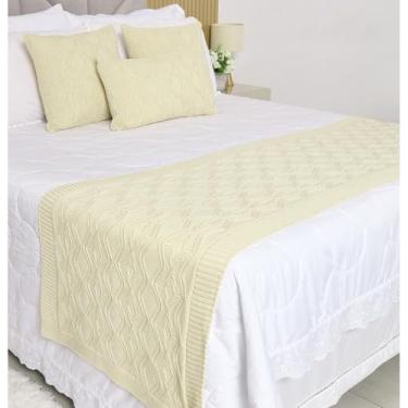 Imagem de Manta Casal, Peseira, Kit Peseira Manta Tricot Cama Casa + 3 Capas Almofadas(Areia,Casal)