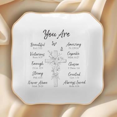 Imagem de LITTLEBIGGER Presentes cristãos – Bandeja de joias com versículos da Bíblia, prato de joias personalizado, presentes espirituais e religiosos para mulheres, presentes baseados na fé cristã, ideias