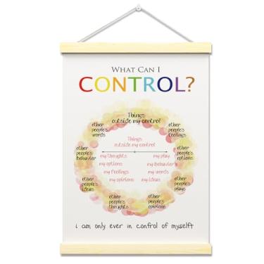 Imagem de ZARYFANCHY Quadro de parede I Can Control Chart Hanger Frame, decoração de parede de saúde mental para escritório de terapia, Calm Down Corner, conselheiro escolar, pôster de arte de parede inspirador