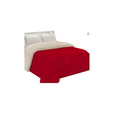 Imagem de Cobredom Premium Queen Dupla Face, Plush e Sherpa, Bege, 220x240cm, 3,1kg, Manta Siliconada com Pele de Carneiro