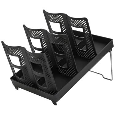 Imagem de Organizador compacto de 6 compartimentos para balcões de café, tampa de fileira dupla e dispensador de xícara, estrutura abdominal com pés de borracha antiderrapante