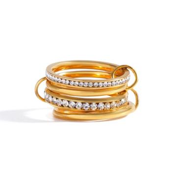 Imagem de ZHDHDQ Anéis empilháveis de ouro para mulheres, não manchados, prata grossa zircônia cúbica CZ Spinelli Kilcollin conjunto de alianças de casamento GIift para mulheres presentes de Dia das Mães, 10