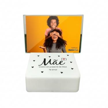 Imagem de Luminária Box Porta Retrato Mãe Presente de Deus, LED 5V, USB, Polipropileno e Vidro, 11.5x11.5x4.5cm, Foto 10x15cm