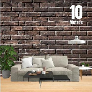 Imagem de Papel de Parede PREMIUM 10m Autoadesivo Tijolo Envelhecido Salas Quart