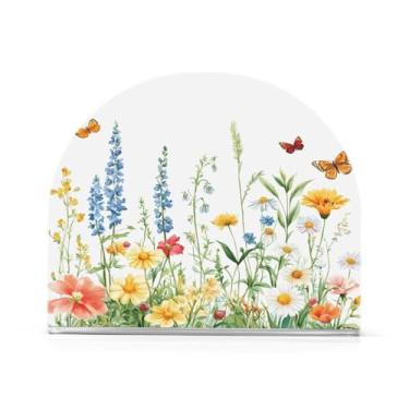 Imagem de xigua Porta-guardanapos para mesas de flores silvestres e borboletas – Porta-guardanapos para cozinha, porta-guardanapos de mesa, porta-guardanapos de coquetel, porta-guardanapos de papel411