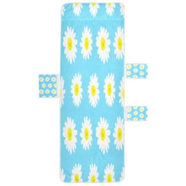 Imagem de STAYTOP Capa de toalha de cadeira de descanso 215,88 cm x 76,2 cm, capa de espreguiçadeira macia, capas de cadeira de praia com bolsos para jardim, pátio, pátio, banhos de sol, gramado, margarida