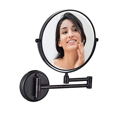 Imagem de Espelho de maquiagem montado na parede com ampliação de 3/5/7/10x, espelho giratório de parede de dois lados, extensível de dois lados, giratório de 360 graus, sem luz, para meninas