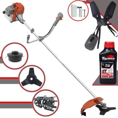 Imagem de Cortador de Grama Tekna RL520ACG2 À Gasolina 52cc 2HP de Potência 13.000rpm Com Lâmina 3 Pontas + Carretel + Enxada Capinadeira + ÓLEO TOYAMA 2 Tempos
