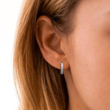 Imagem de Brincos de argola de ouro 14K para mulheres, pequenos brincos de argola abraçados, brincos delicados de cartilagem de zircônia cúbica minúsculos e leves para orelhas sensíveis, 8mm, Aço inoxidável