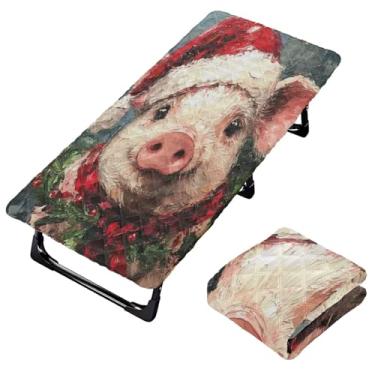 Imagem de Burbuja Lençol de berço de porco de Natal para crianças, lençol de cochilo acolchoado portátil com faixa elástica para meninas e meninos, lavável na máquina, 63,5 x 127 cm