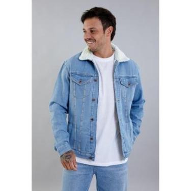 Imagem de Jaqueta Jeans Masculina Forrada com Pelo Sintético em Lã Azul-Masculino