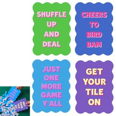 Imagem de Soulchen 4 Pcs Mahjong Tile Mixer Shufflers for Mixing and Shuffling Tiles Plastic Mahjong Accessories Gifts for Lovers Games Decorative Printed Design (Blue & Green & Purple Style)