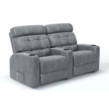 Imagem de Sofá 2 Lugares Reclinável Elétrico Em Tecido Suede Com Massagem Linha Cinema