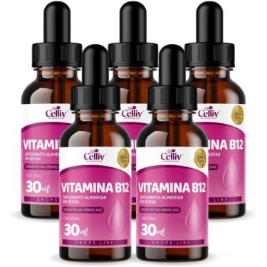 Imagem de Kit Com 05 - Vitamina B12 Em Gotas 30ml Celliv-Unissex