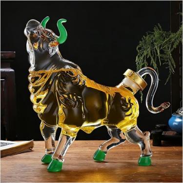 Imagem de Garrafa de uísque em forma de touro, 1000 ml, garrafa de vinho criativa em 3D, à prova de vazamento, para bebidas divertidas, presente exclusivo para casa, para colecionadores entusiastas de álcool