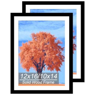 Imagem de Pacote com 2 porta-retratos 30 x 40 cm, preto, 30 x 40 cm, exiba imagens 10 x 14 com tapete ou 12 x 16 sem tapete, moldura de 40 x 30 cm para fotos, pôsteres, obras de arte, pendurar na parede