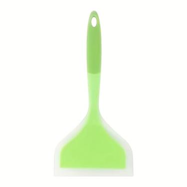 Imagem de Espátula de silicone leve de cores contrastantes, resistente ao calor, antiaderente para assar grelha e panquecas, ferramenta de cozinha doméstica (verde)