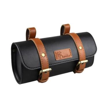 Imagem de Selim De Bicicleta Clássico Retro Marrom Em Couro De Vaca Puro Com Cap