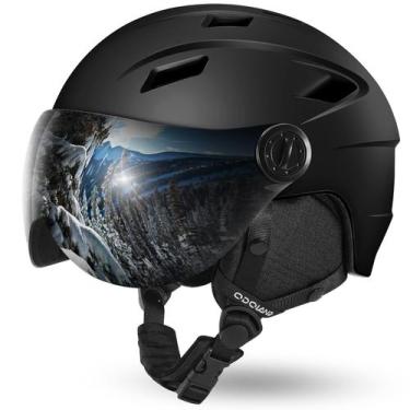 Imagem de Capacete de esqui Odoland com óculos de viseira 2 em 1 para homens e m