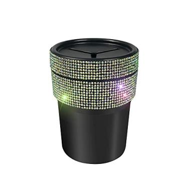 Imagem de Lixeira de carro Idain Bling Bling Bling com strass para carro, porta-cartões multifunções, cabe na maioria dos porta-copos de carro (branco)