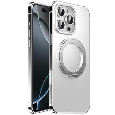 Imagem de Capa para iPhone 16 Pro Max/16 Pro, moldura de liga de titânio com suporte giratório de 360°, proteção de lente de liga para a melhor sensação de mãos nuas
