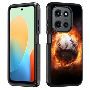 Imagem de FVAENDHIO Capa protetora para Moto G Stylus 5G 2025, resistente 3 em 1, híbrida, à prova de choque, à prova de impacto, para Motorola Moto G Stylus 5G 2025, beisebol ardente