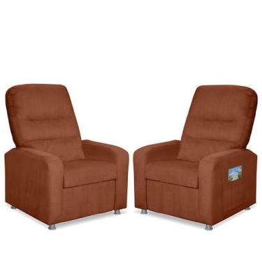 Imagem de Kit 02 Poltrona Do Papai Reclinavél Suede Terracota  -Casa da Poltrona