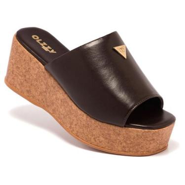 Imagem de Tamanco Plataforma Feminino Salto Anabela Cortiça Confortável Design M