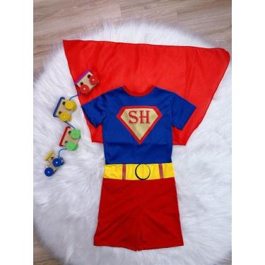 Imagem de Fantasia Infantil Super Homem com Capa - Tamanho P, M e G, G(7 a 8 ano